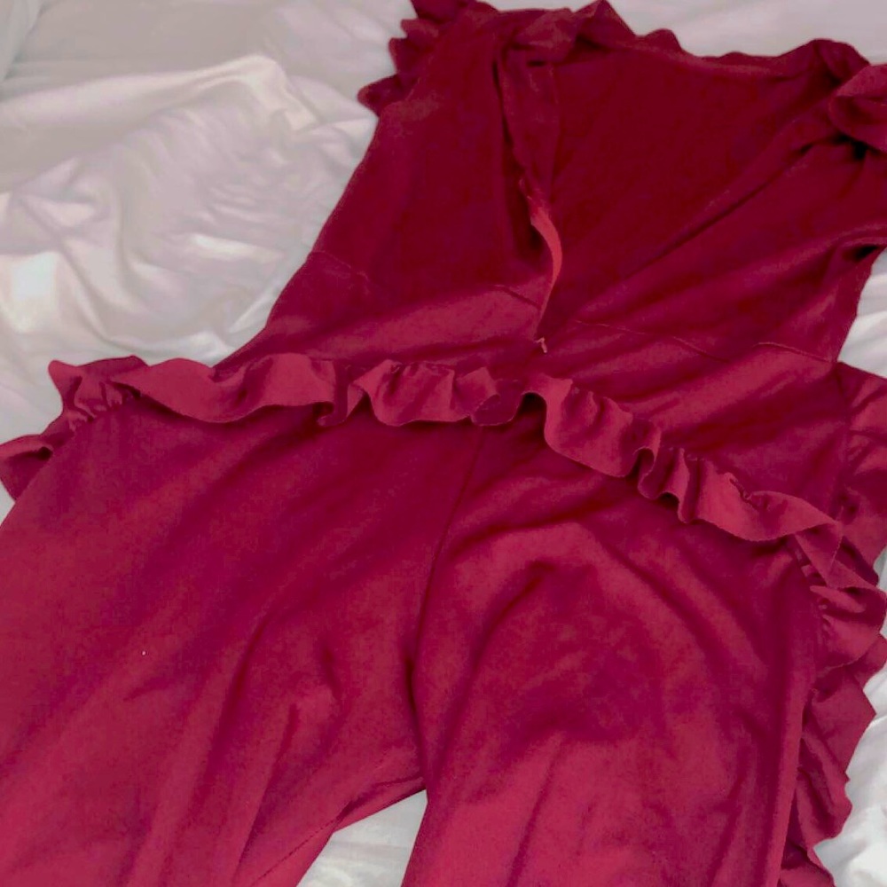 RUFFLED RED JUMPSUIT